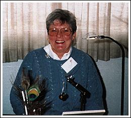 Lois Kilburn at her fly tying table