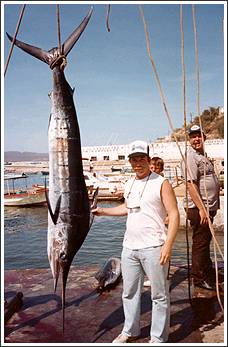 Eddie with 200 pound marlin, Cabo San Lucas 1984