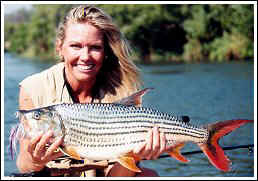 Cindy Garrison with Tiger fish, Botswana Africa.