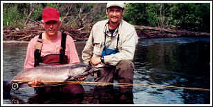 Dan Fallon, 33 pound King Salmon, 6# Winston Cane Rod and John Wilson