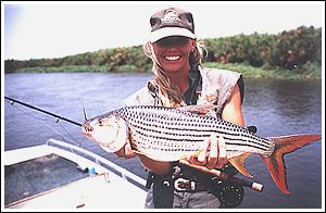 Cindy Garrison with Tiger fish